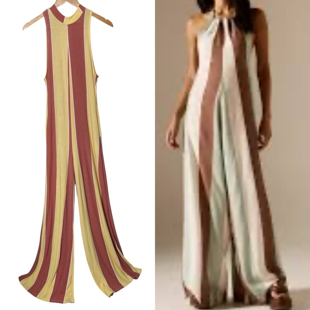 Good Time USA Halter Stripe Wide Leg Jumpsuit‎ Large
